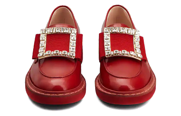 (W) Roger Vivier Viv' Rangers Strass 'Red Buckle Leather Loafers' 圖 3