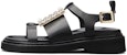 (W) Roger Vivier Viv' Rangers Strass Buckle Sandal Kulit 'Hitam' RVW64031470D90B999