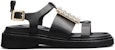 (W) Roger Vivier Viv' Rangers Strass Buckle Sandal Kulit 'Hitam' RVW64031470D90B999