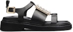 Order (W) Roger Vivier Viv' Rangers Strass Buckle Sandal Kulit 'Hitam' RVW64031470D90B999