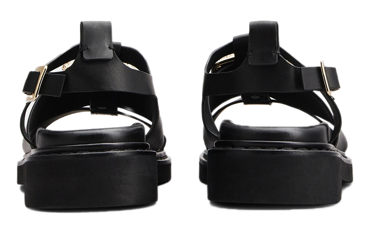 Shop (W) Roger Vivier Viv' Rangers 水晶搭扣黑色皮革凉鞋 RVW64031470D90B999