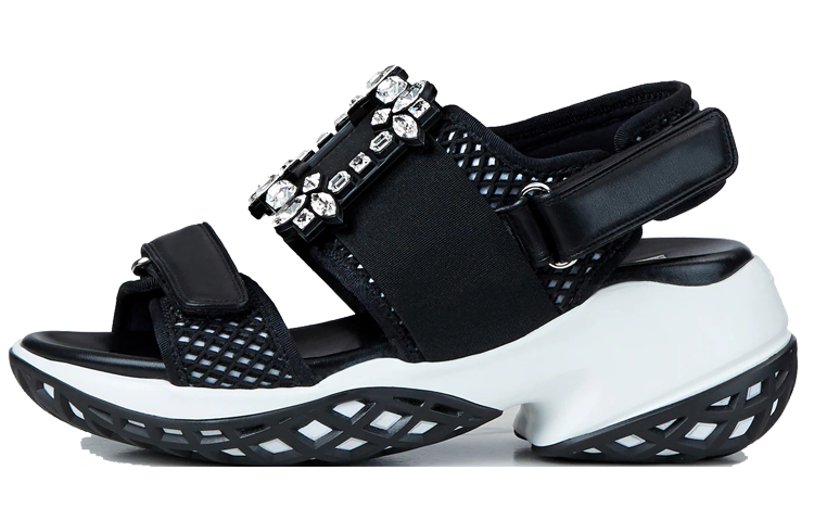 (W) Roger Vivier Viv' Run 'Black Buckle Magic Tape'