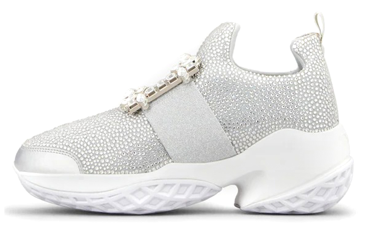 (W) Roger Vivier Viv' Run 'Bling Strass Buckle Silver'