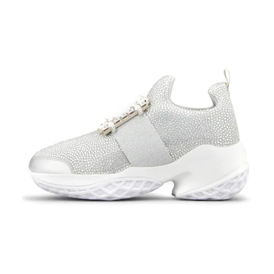 (W) Roger Vivier Viv' Run 'Bling Strass Buckle Silver'