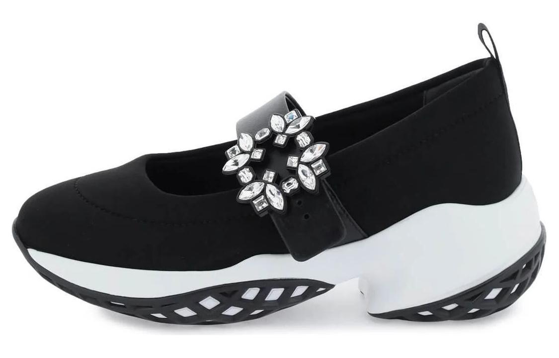 (Women) Roger Vivier Viv' Run Babies Black White Crystal Buckle RVW50637520T81B999