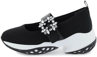 (Women) Roger Vivier Viv' Run Babies Black White Crystal Buckle RVW50637520T81B999 (Women) Roger Vivier Viv' Run Babies Black White Crystal Buckle RVW50637520T81B999