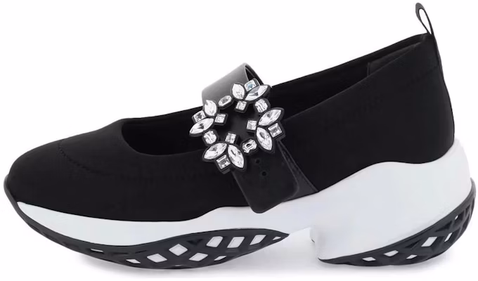 (W) Roger Vivier Viv'' Run Babies Hitam Putih dengan Kristal Gesper RVW50637520T81B999 Buy (W) Roger Vivier Viv'' Run Babies Hitam Putih dengan Kristal Gesper RVW50637520T81B999