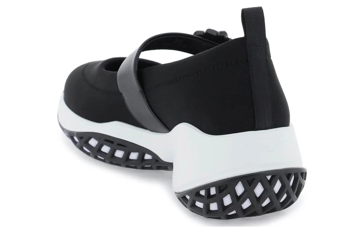 Lookbook (W) Roger Vivier Viv'' Run Babies Hitam Putih dengan Kristal Gesper RVW50637520T81B999