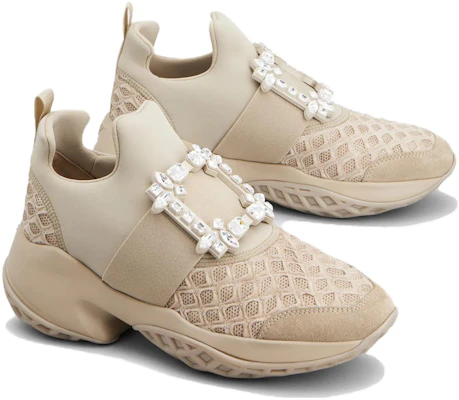 (W) Roger Vivier Viv'' Run Kain Beige dengan Gesper Kristal RVW50624180T6E1U53 Order (W) Roger Vivier Viv'' Run Kain Beige dengan Gesper Kristal RVW50624180T6E1U53