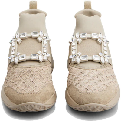 (W) Roger Vivier Viv'' Run Kain Beige dengan Gesper Kristal RVW50624180T6E1U53 Shop (W) Roger Vivier Viv'' Run Kain Beige dengan Gesper Kristal RVW50624180T6E1U53