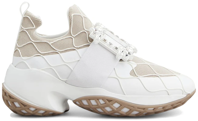 (W) Roger Vivier Viv' Run Tela Blanco Beige Hebilla de Cristal. RVW50636780T6O144U Buy (W) Roger Vivier Viv' Run Tela Blanco Beige Hebilla de Cristal. RVW50636780T6O144U