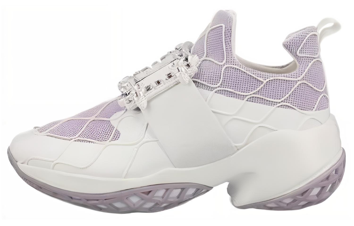 (Women) Roger Vivier Viv' Run Fabric White Purple Crystal Buckle RVW50636780T6O0FRE