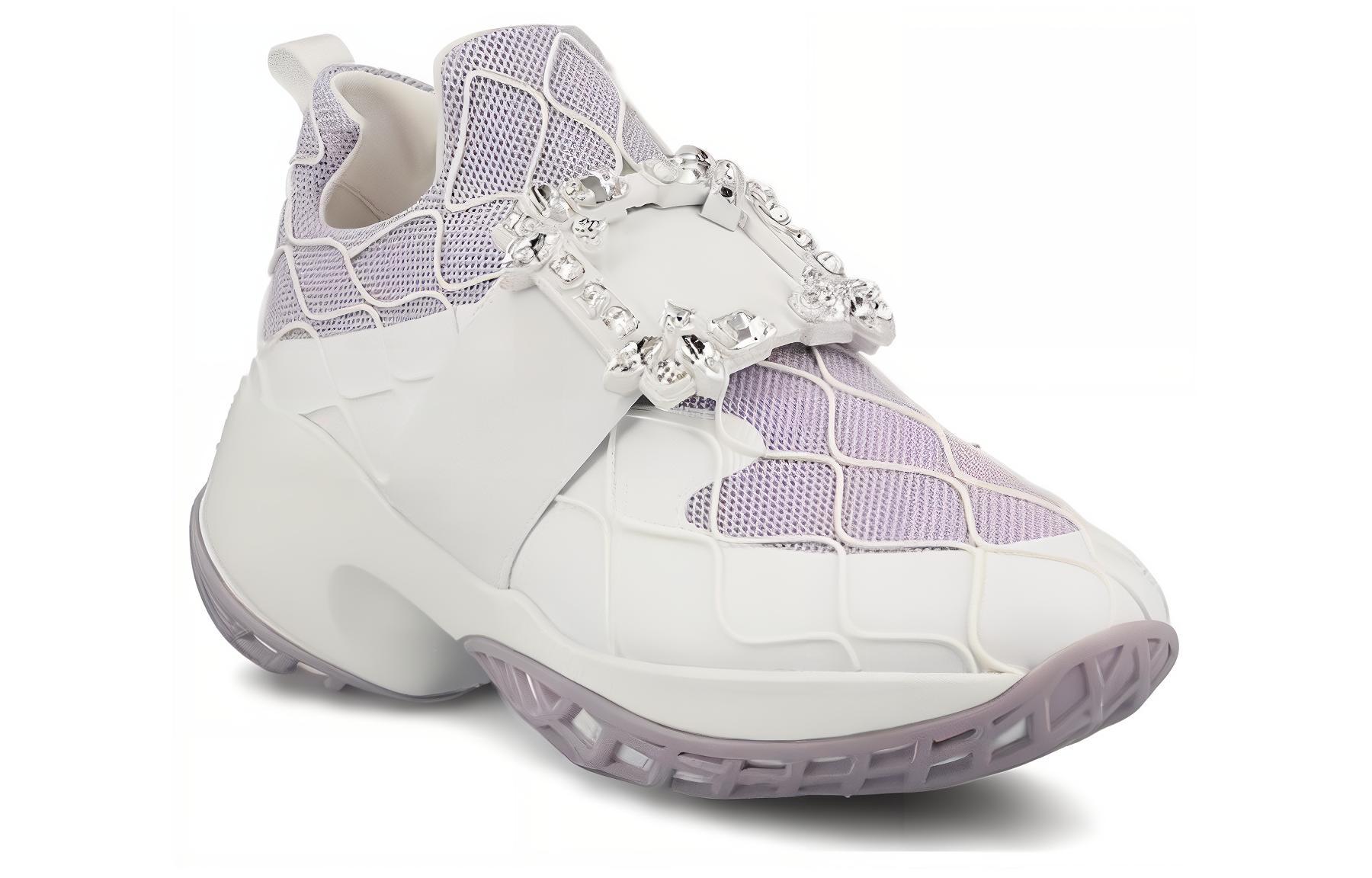 Shop (W) Roger Vivier Viv' Run 布料 白紫 水晶扣運動鞋 RVW50636780T6O0FRE