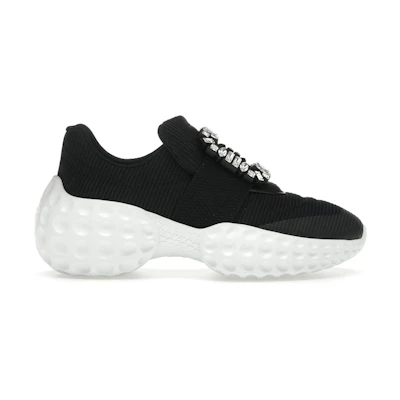 (W) Roger Vivier Viv' Run Light Black White Crystal Buckle