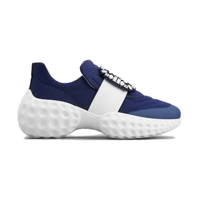 (W) Roger Vivier Viv' Run Light Blue White Crystal Buckle