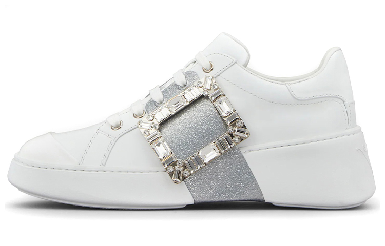 (Women) Roger Vivier Viv' Skate 'Silver Buckle White Leather' RVW54230520LXQB001