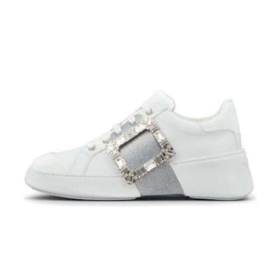 (W) Roger Vivier Viv' Skate 'Silver Buckle White Leather'