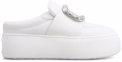 (Women) Roger Vivier Viv' Up Mules White Crystal Buckle RVW73941240LE9B001 (Women) Roger Vivier Viv' Up Mules White Crystal Buckle RVW73941240LE9B001