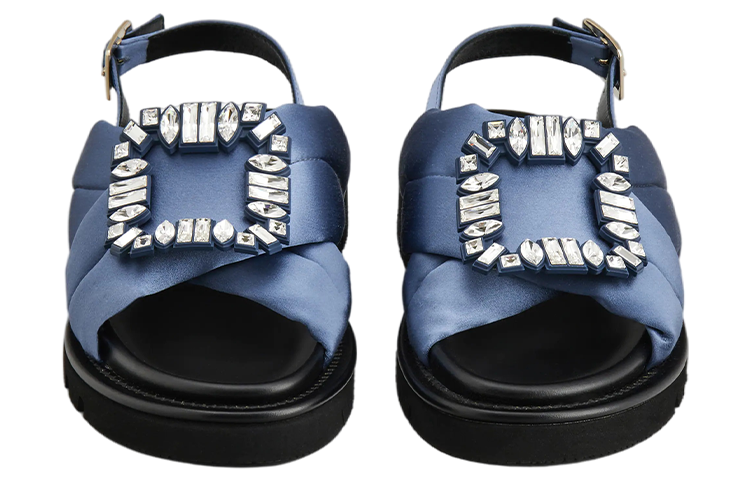 Lookbook (W) Sandales Hiver Roger Vivier Viv'' Bleu Satin Boucle Cristal RVW65432410JSZ1O78