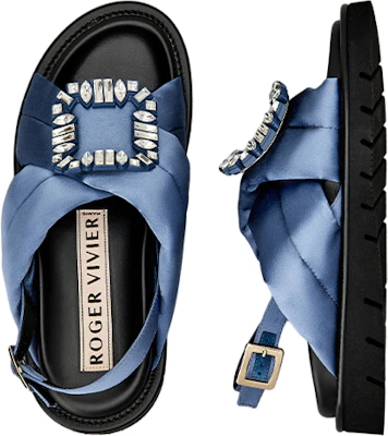 (W) Sandales Hiver Roger Vivier Viv'' Bleu Satin Boucle Cristal RVW65432410JSZ1O78 Purchase (W) Sandales Hiver Roger Vivier Viv'' Bleu Satin Boucle Cristal RVW65432410JSZ1O78