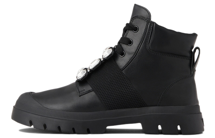 (Women) Roger Vivier Walky Viv 'Black Crystal Buckle Ankle Boot' RVW62831170QK7B999