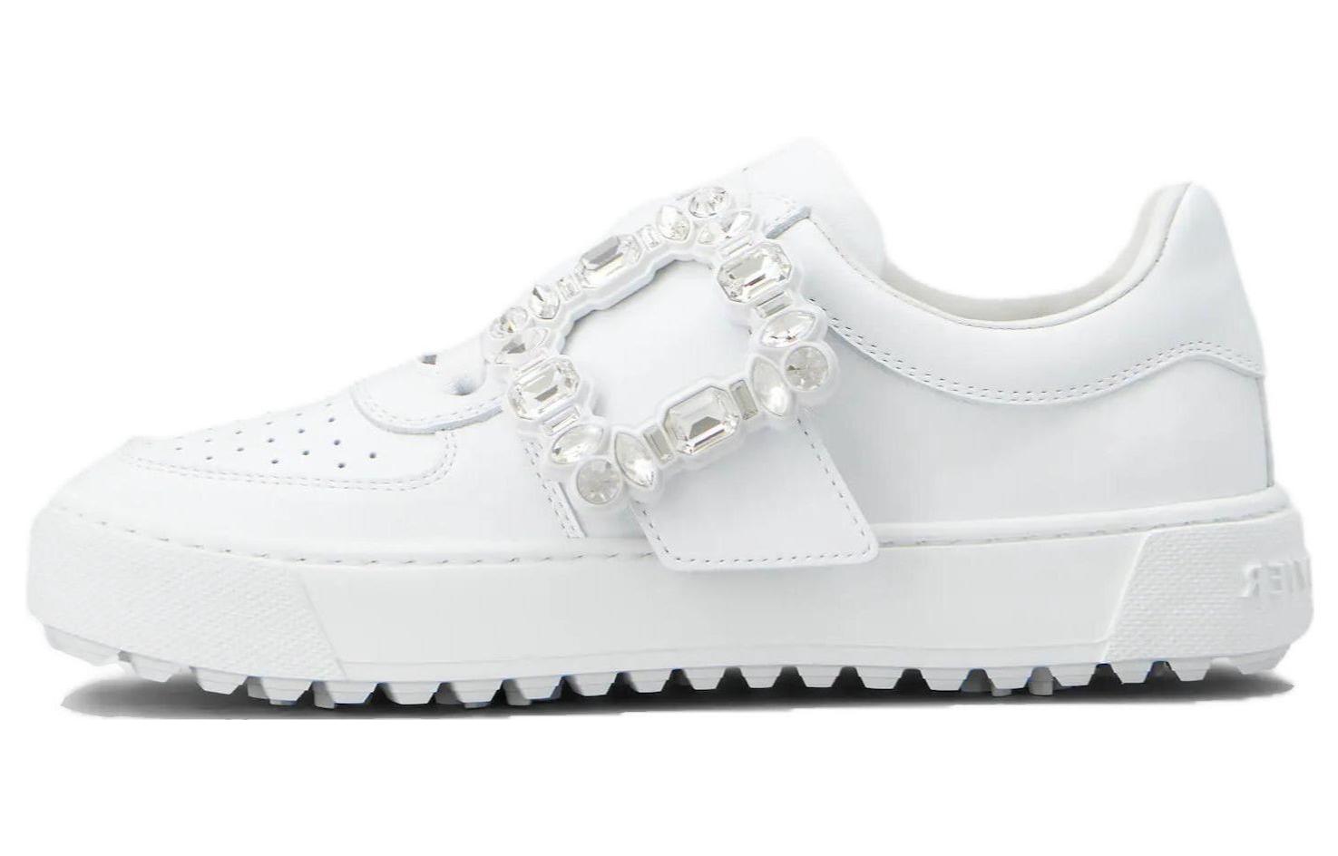 (Women) Roger Vivier White Leather Low-Top Sneakers Casual Minimalist RVW68737440JUSB001