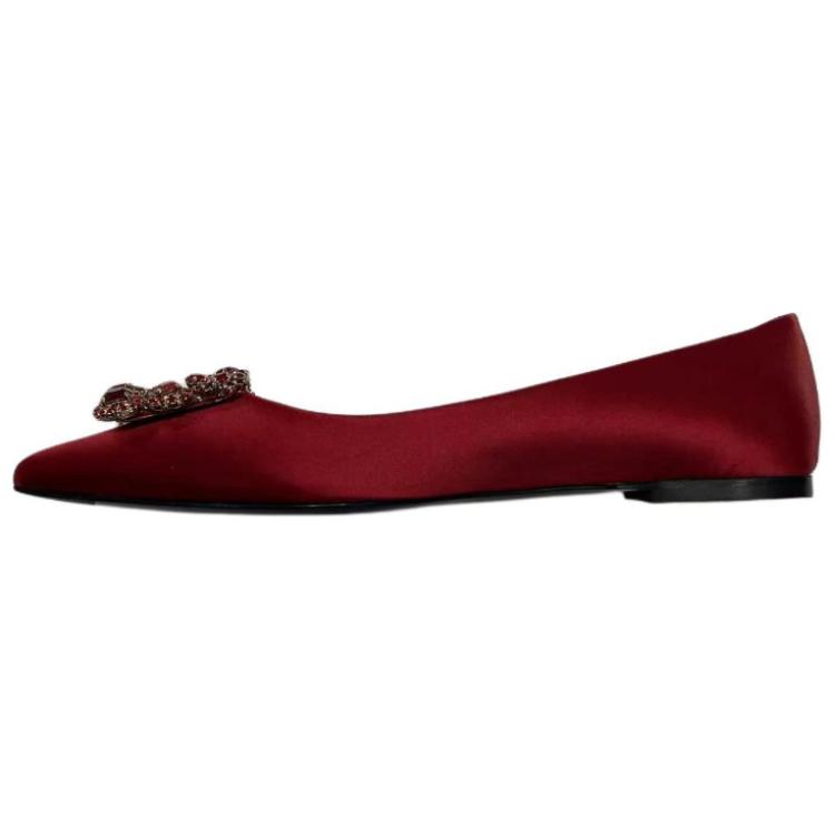 (Women) Roger Vivier Women’s Red LFower Strass Pointed Toe Slip-On Casual Shoes RVW31317620RS0R602