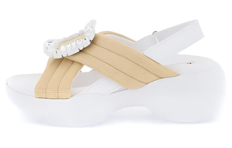 (Women) Roger Vivier Yellow Open-Toe Velcro Strap Sandals RVW6673356008Z1V00