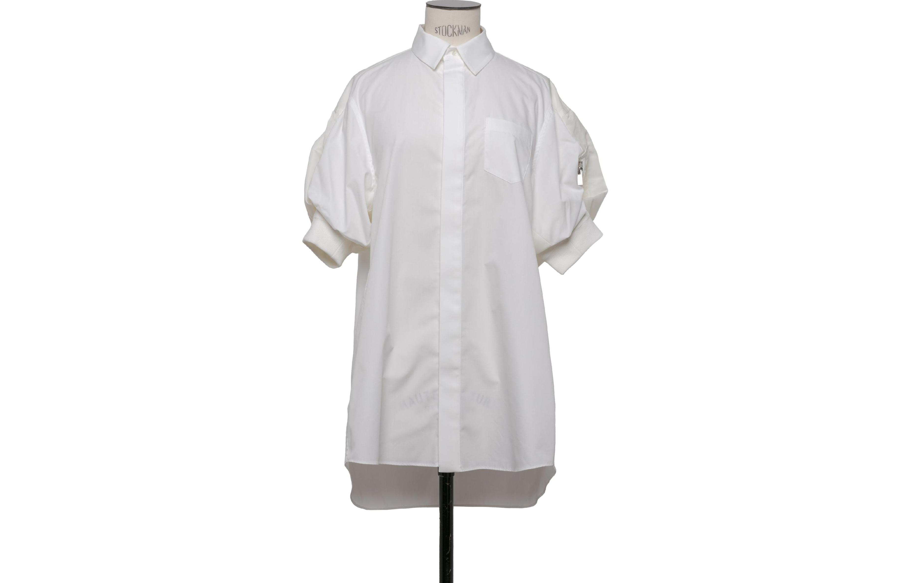 (Women) Sacai  Colorblock Short-Sleeve Loose Dress Off-White. 24-07097-151
