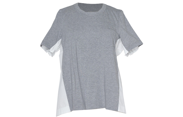 (Women) Sacai  Spliced Crew Neck Short Sleeve T-Shirt Grey SCW-087-376
