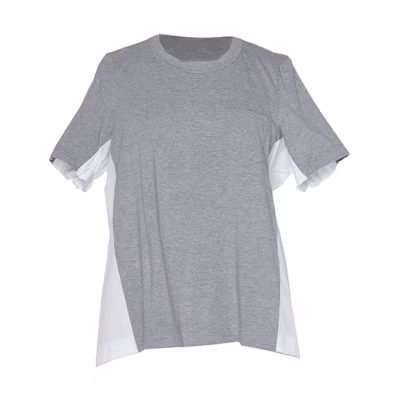 (Women) Sacai Spliced Crew Neck Short Sleeve T-Shirt Grey SCW-087-376
