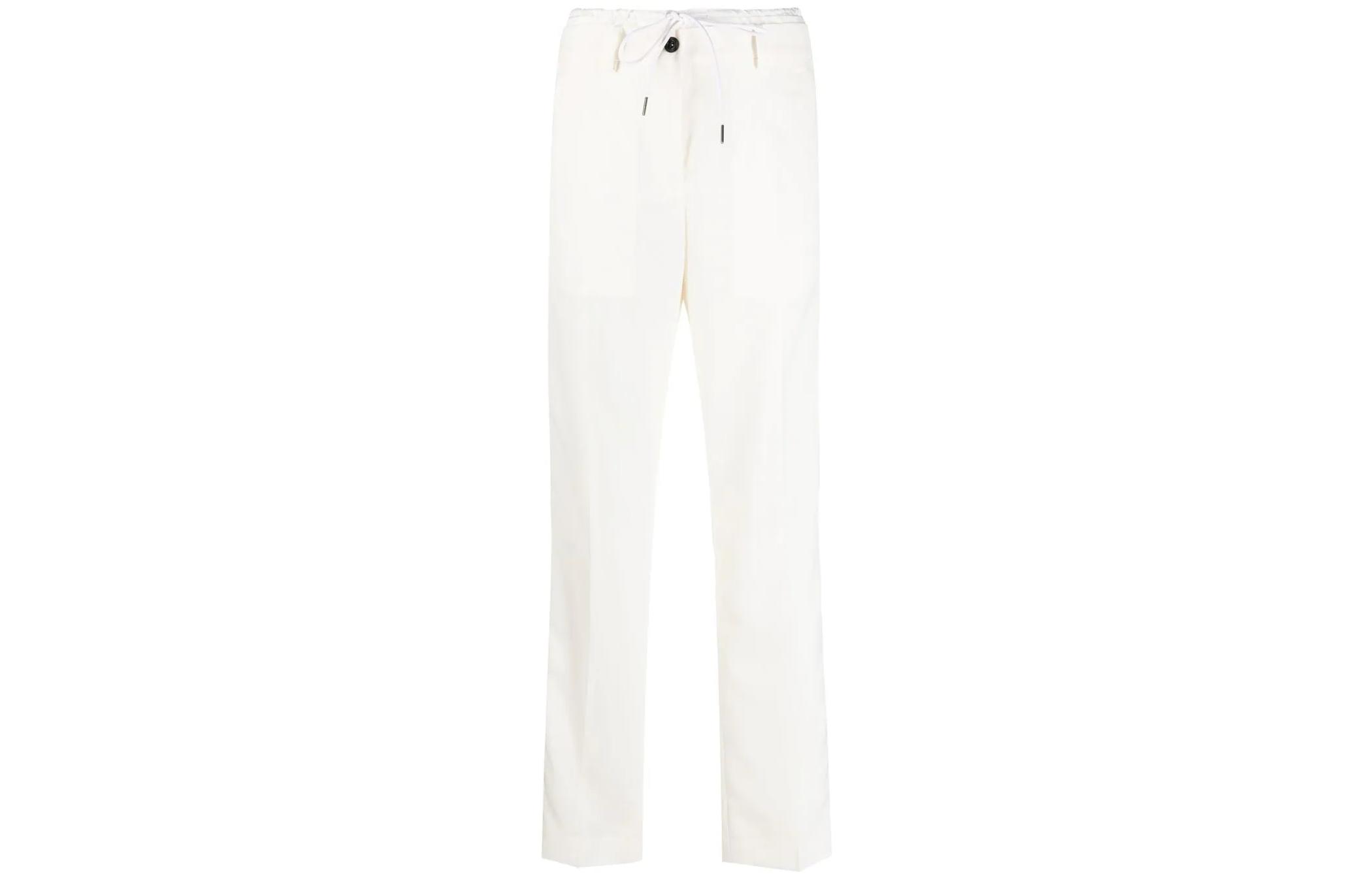 (Women) Sacai SS22  White Straight-Leg Drawstring Casual Pants. 22-06179151
