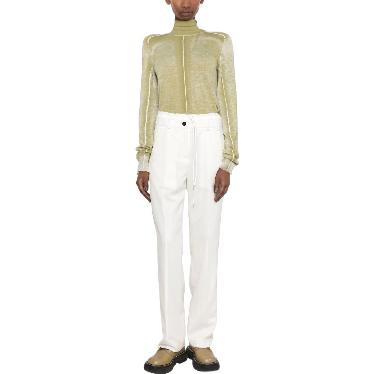 Lookbook (W) サカイ SS22 ホワイト ストレートレッグ ドローストリング カジュアルパンツ 22-06179151