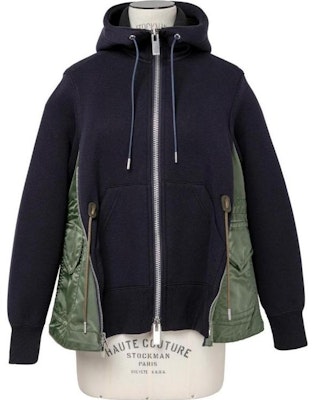 (Women) Sacai SS24 Navy/Khaki Colorblock Zip Hoodie. SCW-230-212 Order (Women) Sacai SS24 Navy/Khaki Colorblock Zip Hoodie. SCW-230-212