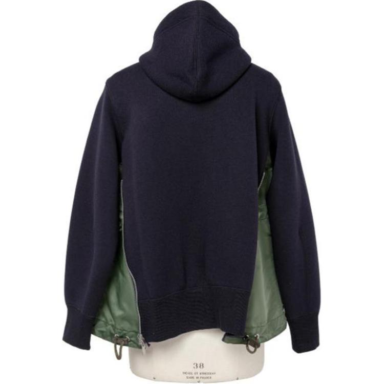 Lookbook (Women) Sacai SS24  Navy/Khaki Colorblock Zip Hoodie. SCW-230-212