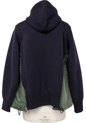 (Women) Sacai SS24 Navy/Khaki Colorblock Zip Hoodie. SCW-230-212 Lookbook (Women) Sacai SS24 Navy/Khaki Colorblock Zip Hoodie. SCW-230-212