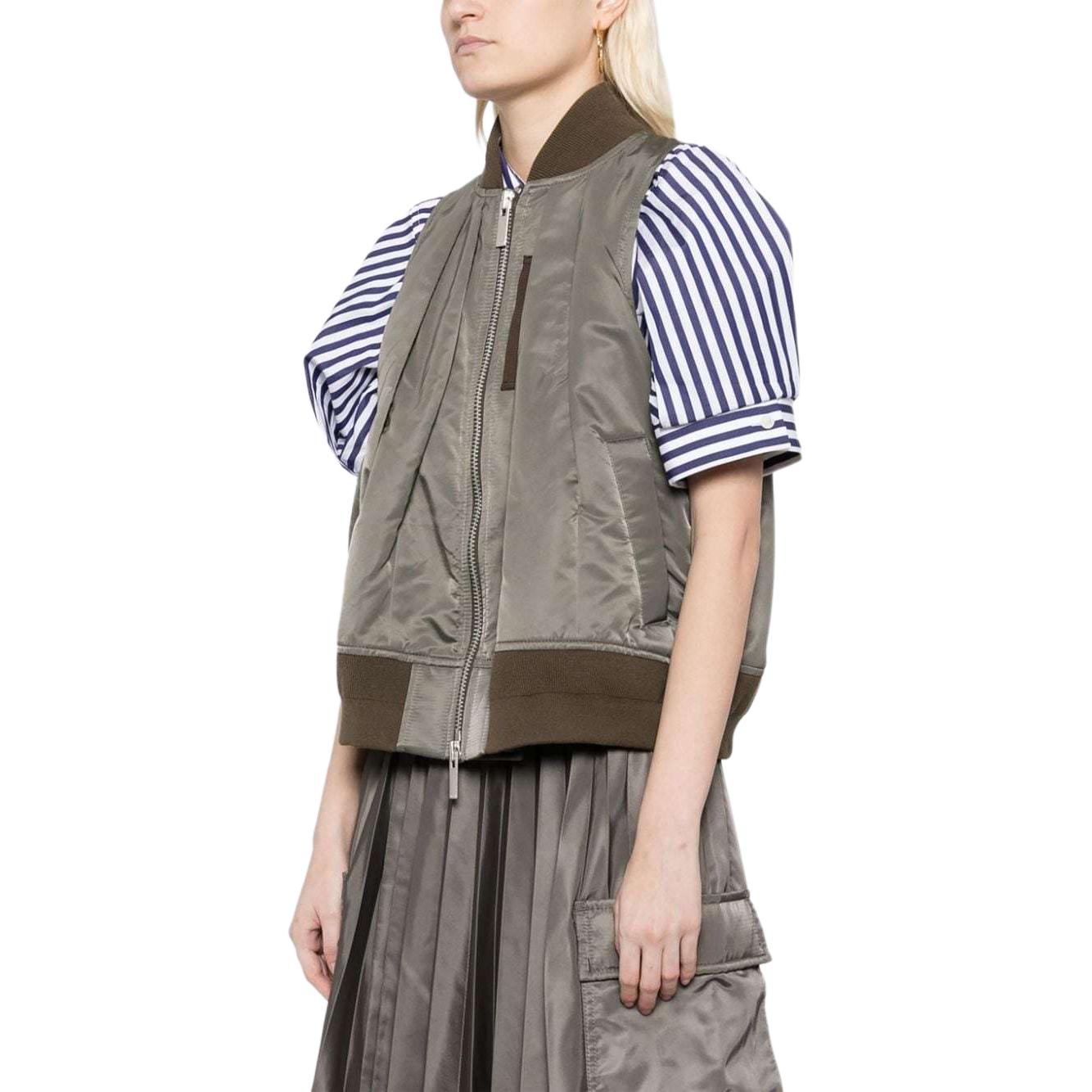 Shop (W) サカイ SS24 シャイニー ノースリーブ クリンクル ベスト ジッパー - リードカラー 2407085550