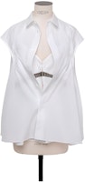 (Women) Sacai SS24 White Sleeveless Button-Up Casual Shirt. 24-07253-151 (Women) Sacai SS24 White Sleeveless Button-Up Casual Shirt. 24-07253-151
