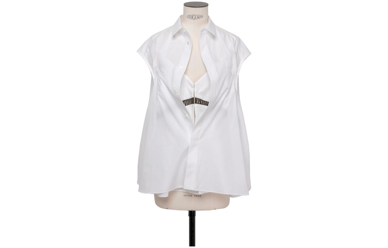 Order (W) サカイ SS24 ホワイトノースリーブボタンアップカジュアルシャツ 24-07253-151