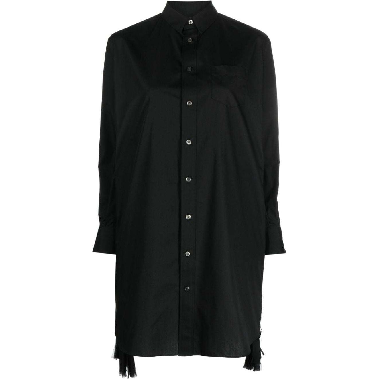 Order (W) サカイ SS24 ボタンスクエアネック長袖ミディドレス レディース ブラック SCW-114-001