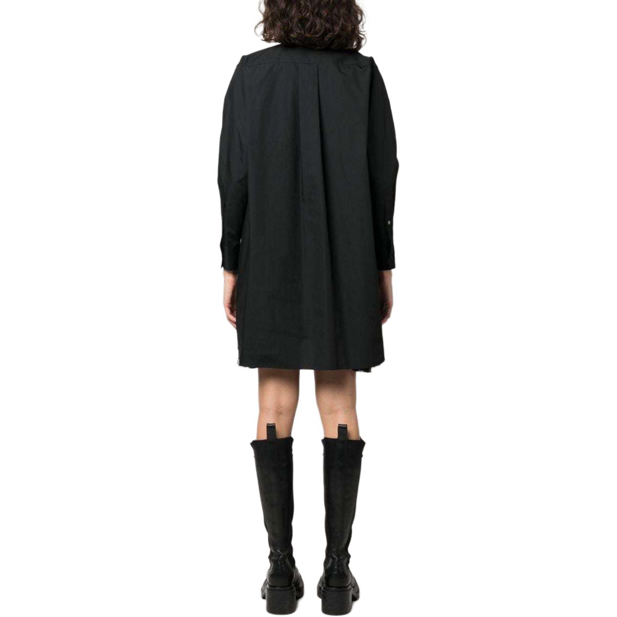 Purchase (W) サカイ SS24 ボタンスクエアネック長袖ミディドレス レディース ブラック SCW-114-001