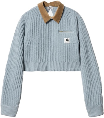 (W) サカイ x カーハート WIP FW23 ライトブルーロゴ ニット長袖セーター. I033297-9M-XX Order (W) サカイ x カーハート WIP FW23 ライトブルーロゴ ニット長袖セーター. I033297-9M-XX