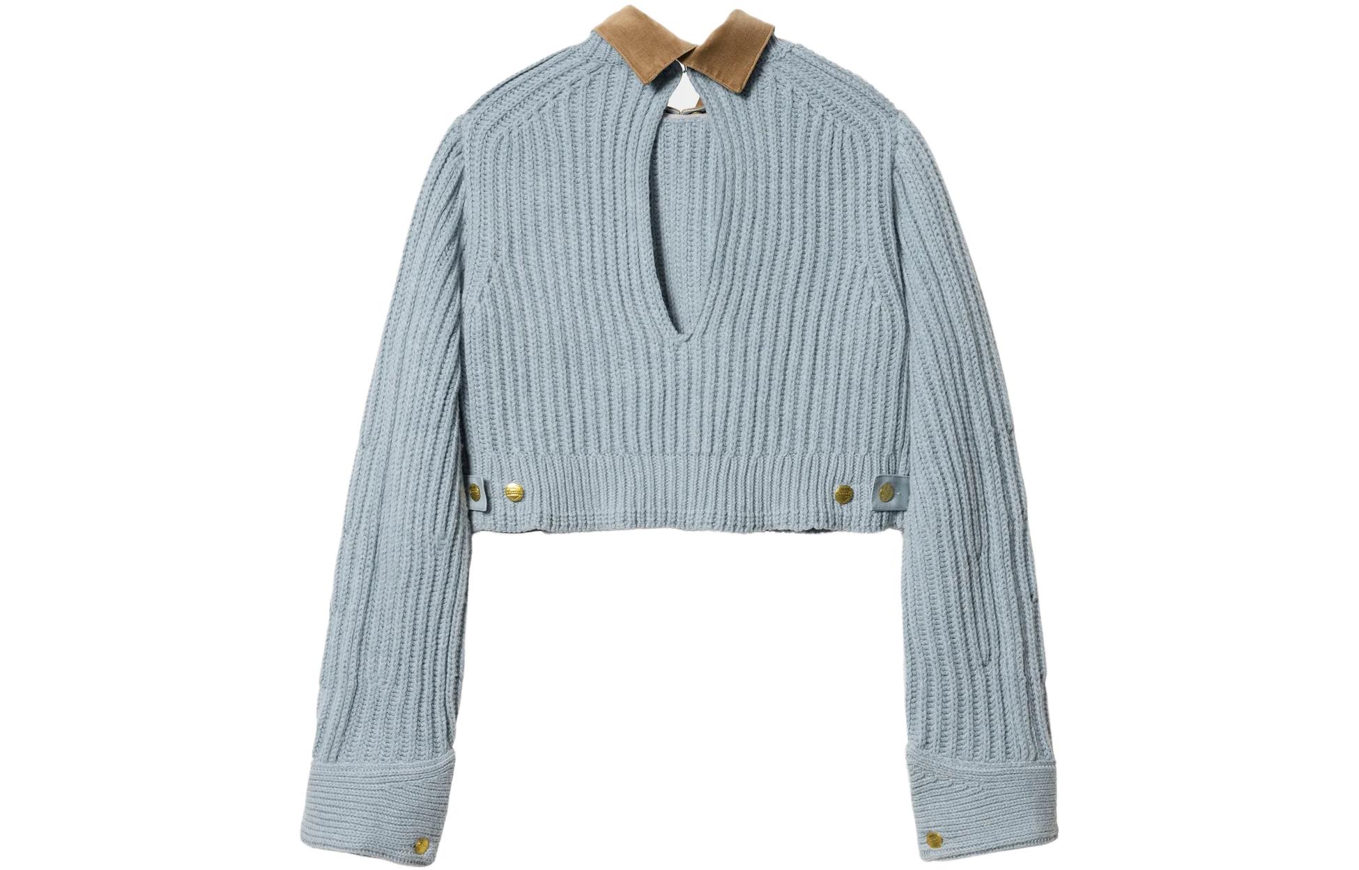 Lookbook (W) サカイ x カーハート WIP FW23 ライトブルーロゴ ニット長袖セーター. I033297-9M-XX