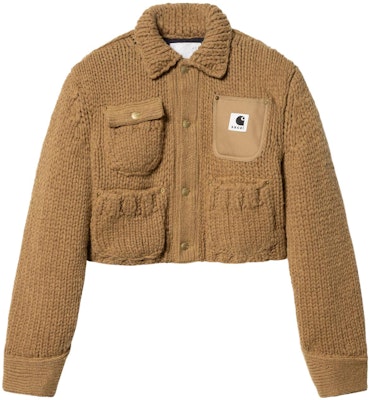 (W) サカイ x カーハート WIP FW23 ニット襟 マルチポケット カジュアルジャケット タン 23-06742-651 Order (W) サカイ x カーハート WIP FW23 ニット襟 マルチポケット カジュアルジャケット タン 23-06742-651