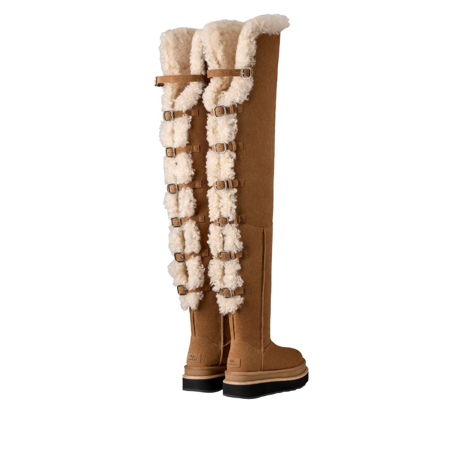 Shop (W) sacai x UGG 大腿高靴 栗色 1175215-CHE