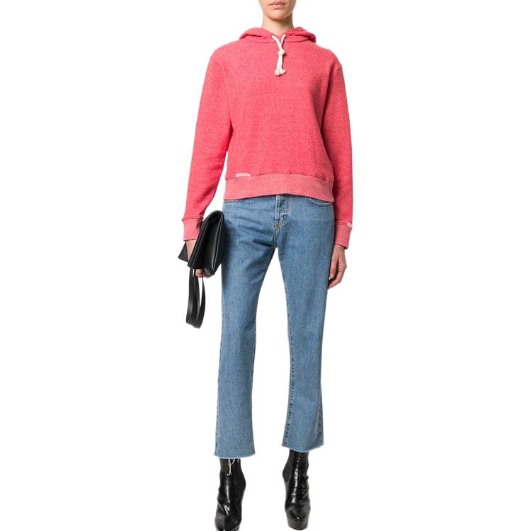 (Women) SAINT LAURENT 1971 Printed Pink Hoodie  Long Sleeve Sweatshirt. 480311YB2IF6383