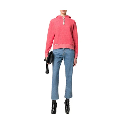 (Women) SAINT LAURENT 1971 Printed Pink Hoodie Long Sleeve Sweatshirt. 480311YB2IF6383
