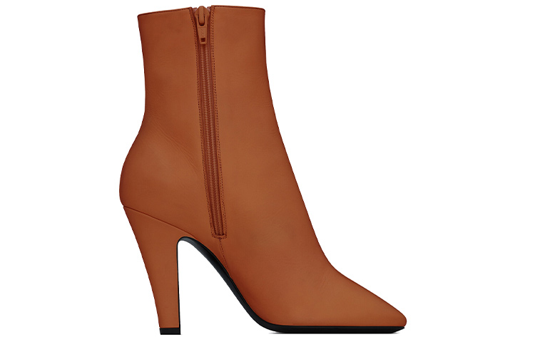 Order SAINT LAURENT 68 光滑皮革短靴 女款 棕色