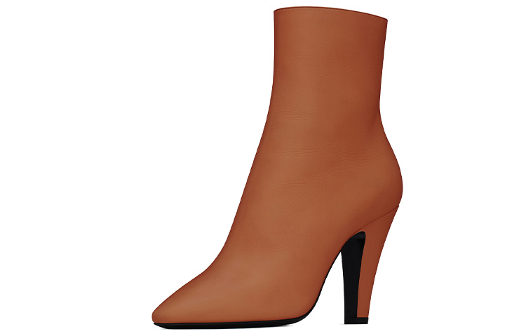 Lookbook SAINT LAURENT 68 光滑皮革短靴 女款 棕色