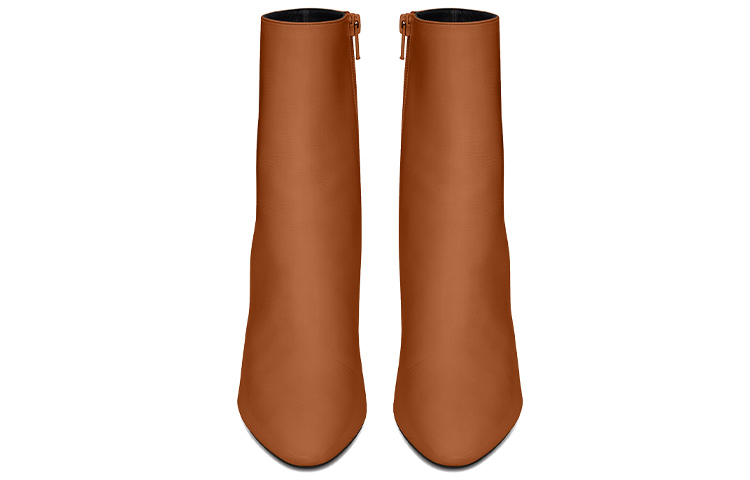 Shop SAINT LAURENT 68 光滑皮革短靴 女款 棕色